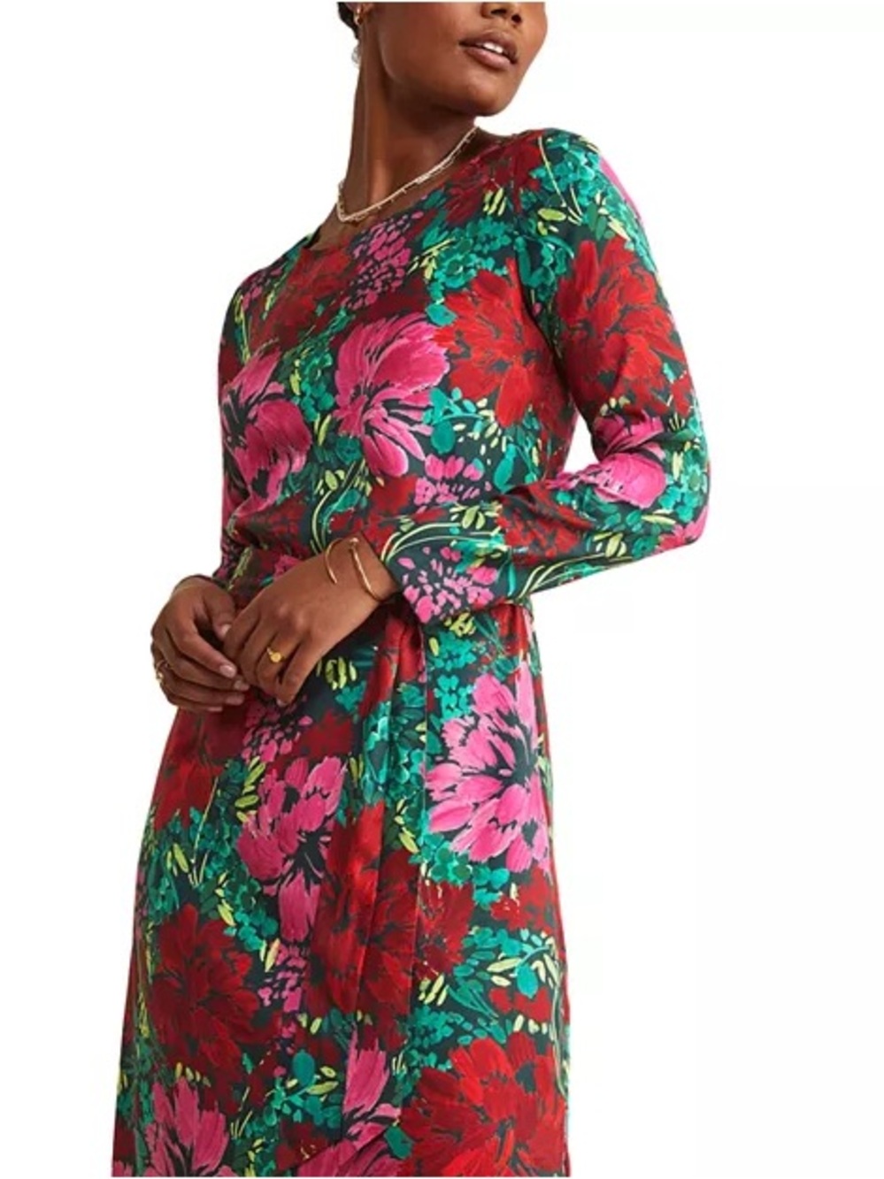 NWT Vineyard Vines Silk Blend Twill Midi Dress •  Size L • Brush Floral - Picture 3 of 13